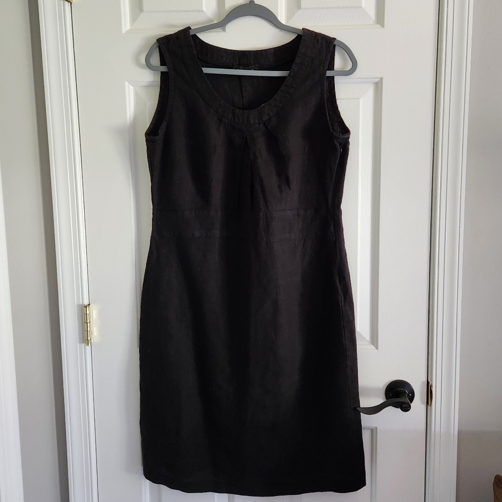 Eva Tralala 100% Linen Sheath Black Dress